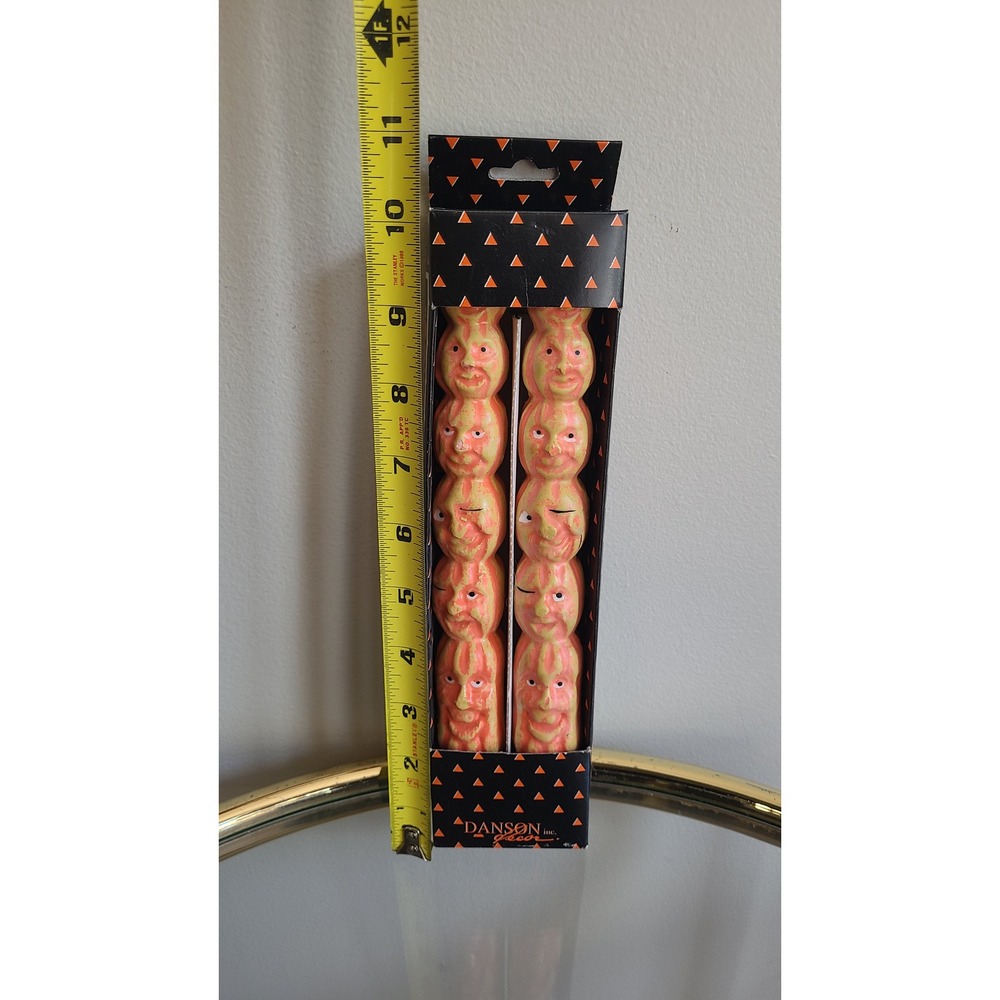 Danson Decor Halloween Jack-O-Lantern Pumpkin‎ Taper Candles Set of 2 Vintage